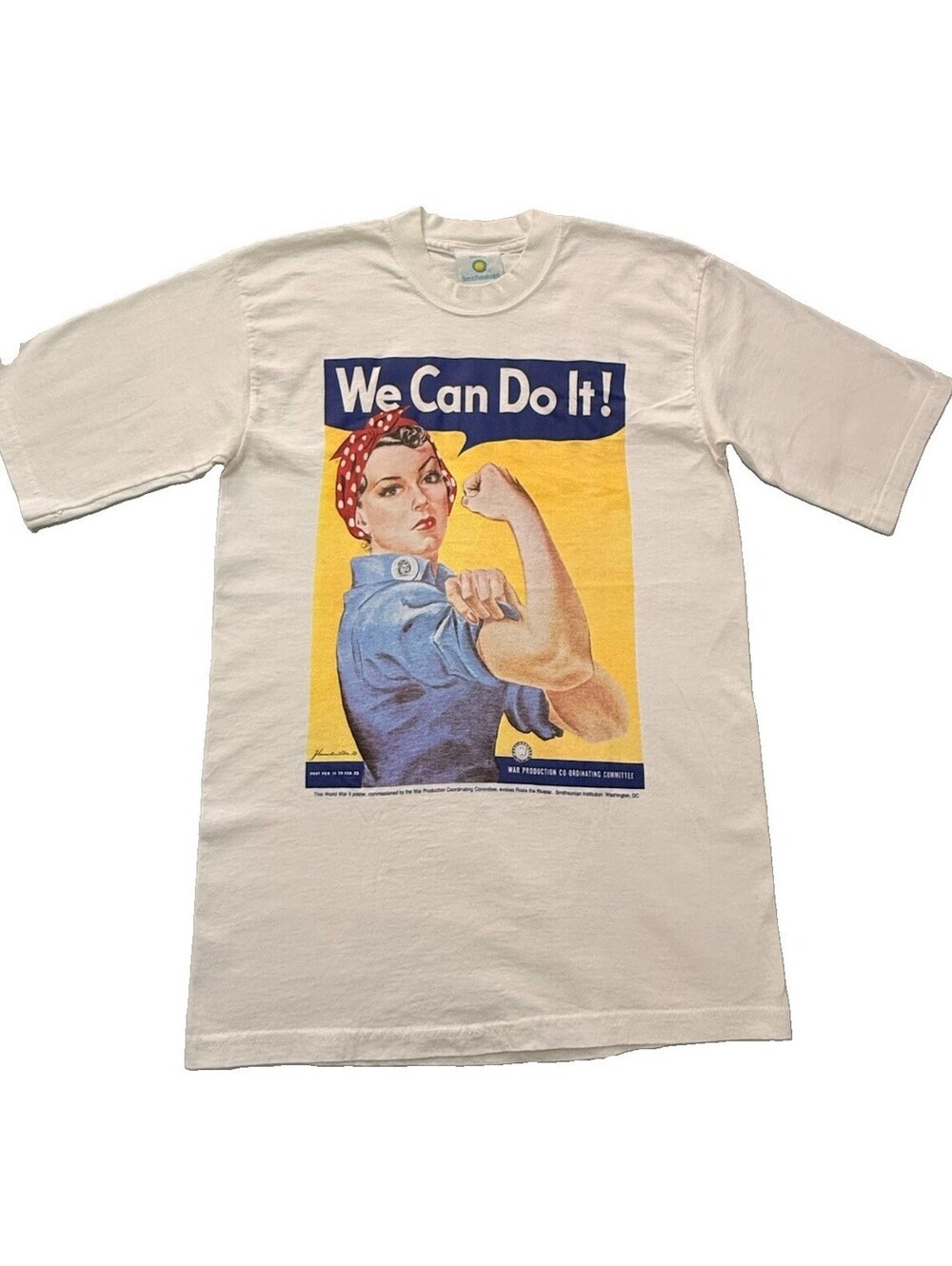 Vintage Rosie The Riveter WWII Shirt Small Womens White Smithsonian Museum